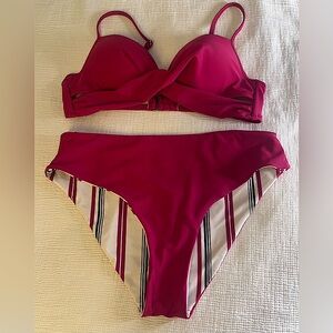 NWOT Cupshe Pink Reversible Bikini (Medium/High Waisted)